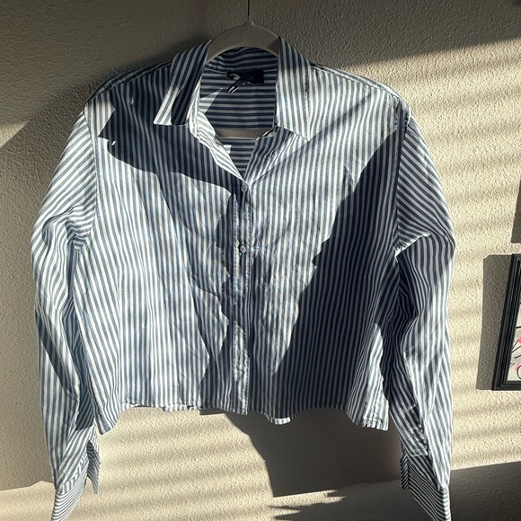 ME+EM
Women's Blue Cotton Striped Crop Shirt - US size 6 - Picture 2 of 4